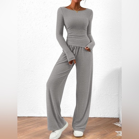 Long Sleeve Top and Wide Leg Pants Set - Picture 9 of 16